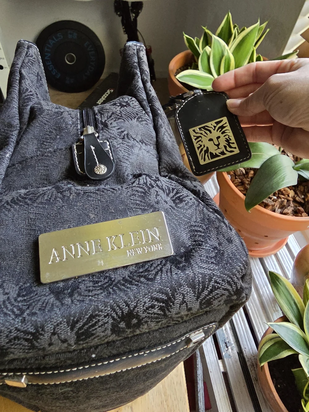 Anne Klein Patterned Tote with Leather Trim